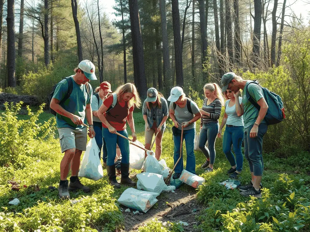 A group of volunteers participating in a heritage cleanup event in Les Mars, highlighting the association's community engagement efforts.
